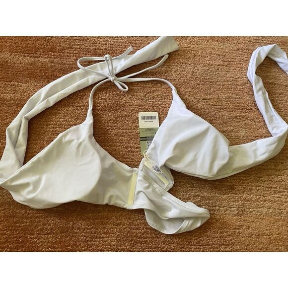 SHEKINI White Bikini Top Size L Wrap Style Adjustable Swimwear - Picture 4 of 4
